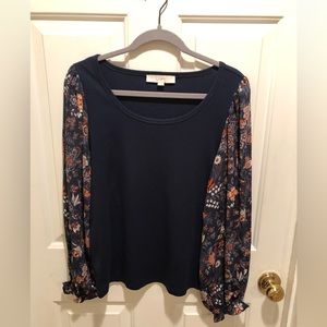 LOFT Size L mixed media shirt